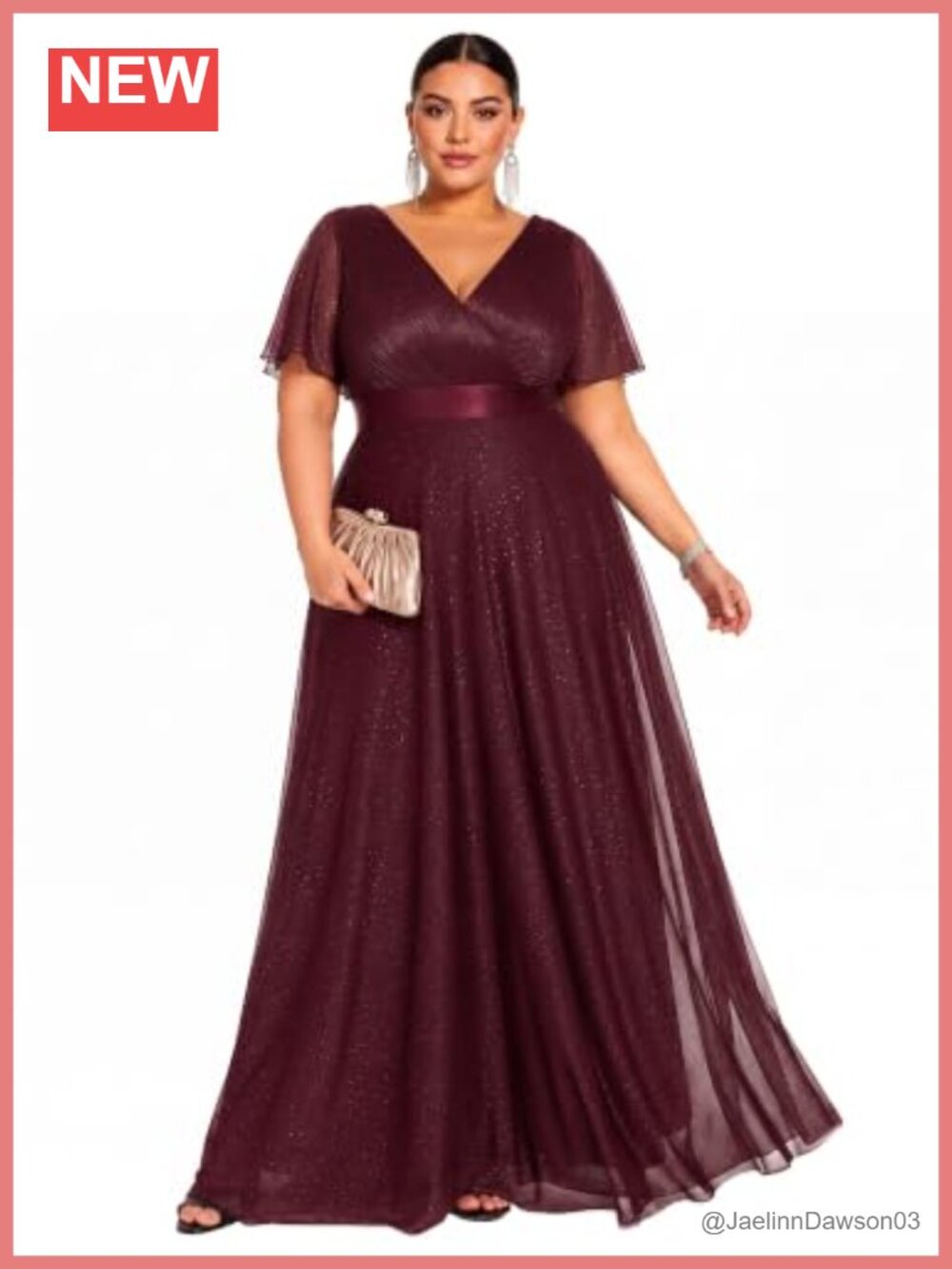 Ever-Pretty Plus Glitter Formal Evening Dress V-Neck A-Line Floor Length
